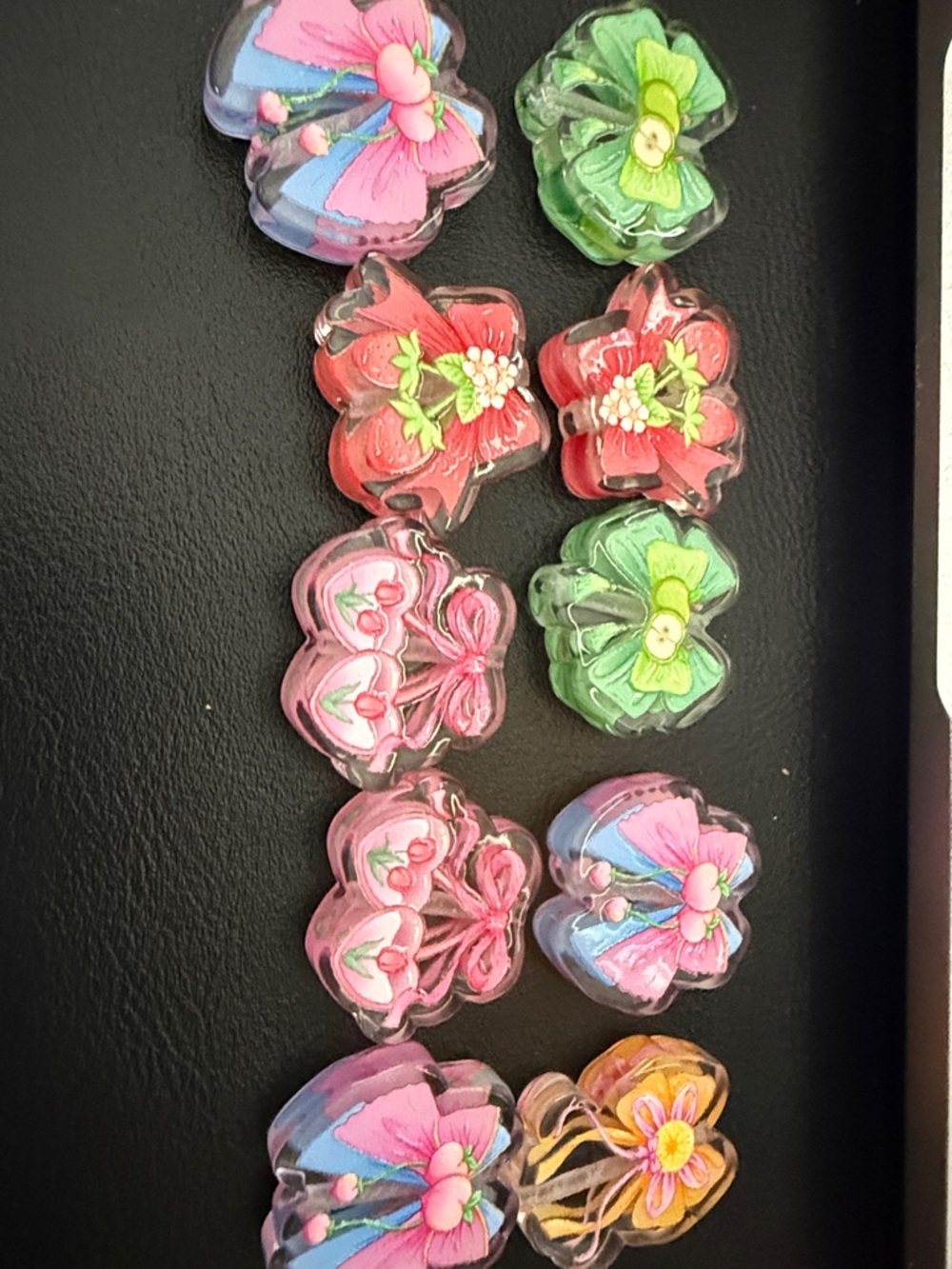 Bow focal Beads for pen making Strand - Pink, Green, Red, Yellow- set of  10